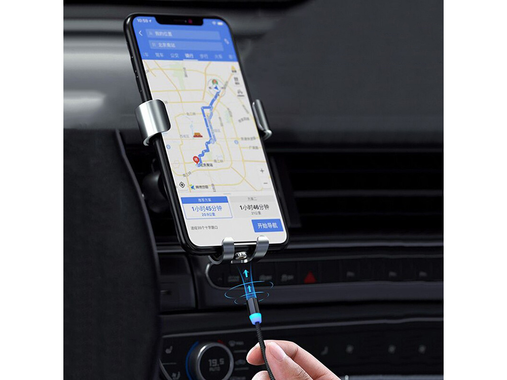 Magnetic 3-in-1 Charging Cable Micro USB Type-C Lightning 1m Black (1)
