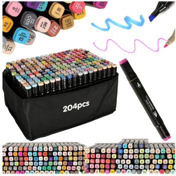 Double-Sided Alcohol Markers in Case 204 pcs + Stand