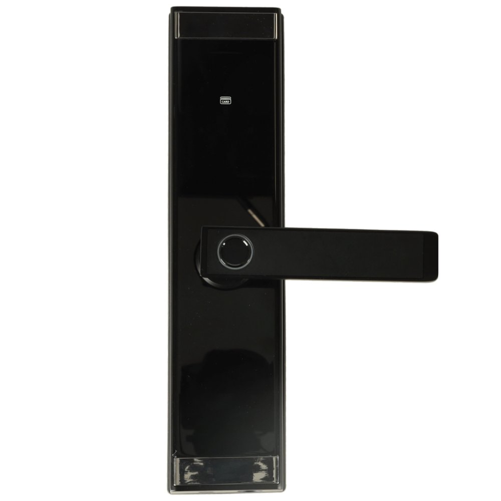 Smart Door Lock Handle with Fingerprint, Keypad, and Bluetooth, Black (0)