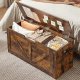 Rustic Storage Chest with Hinged Lid and Handles