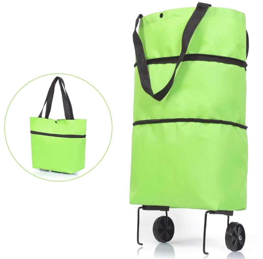 Folding bag on wheels green (0)