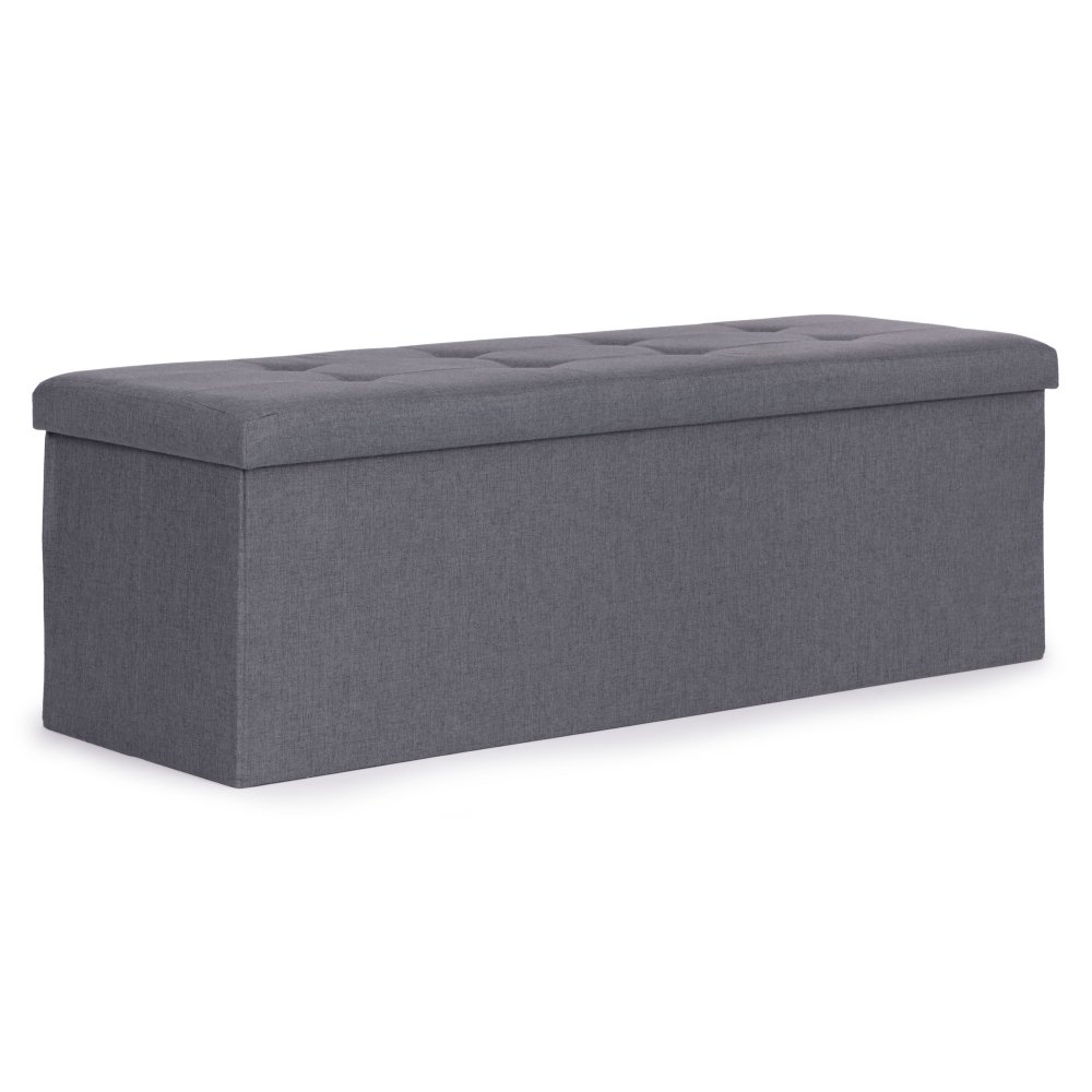 Storage Ottoman Bench 111x38 cm Upholstered ModernHome, dark grey (3)