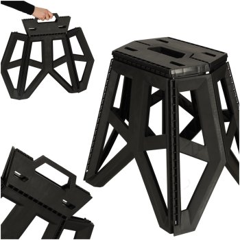 Folding Camping Stool, Portable, 40 cm, Black