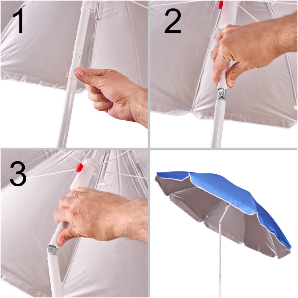 Portable Tilting Beach Umbrella with UV Protection 150cm, blue (3)