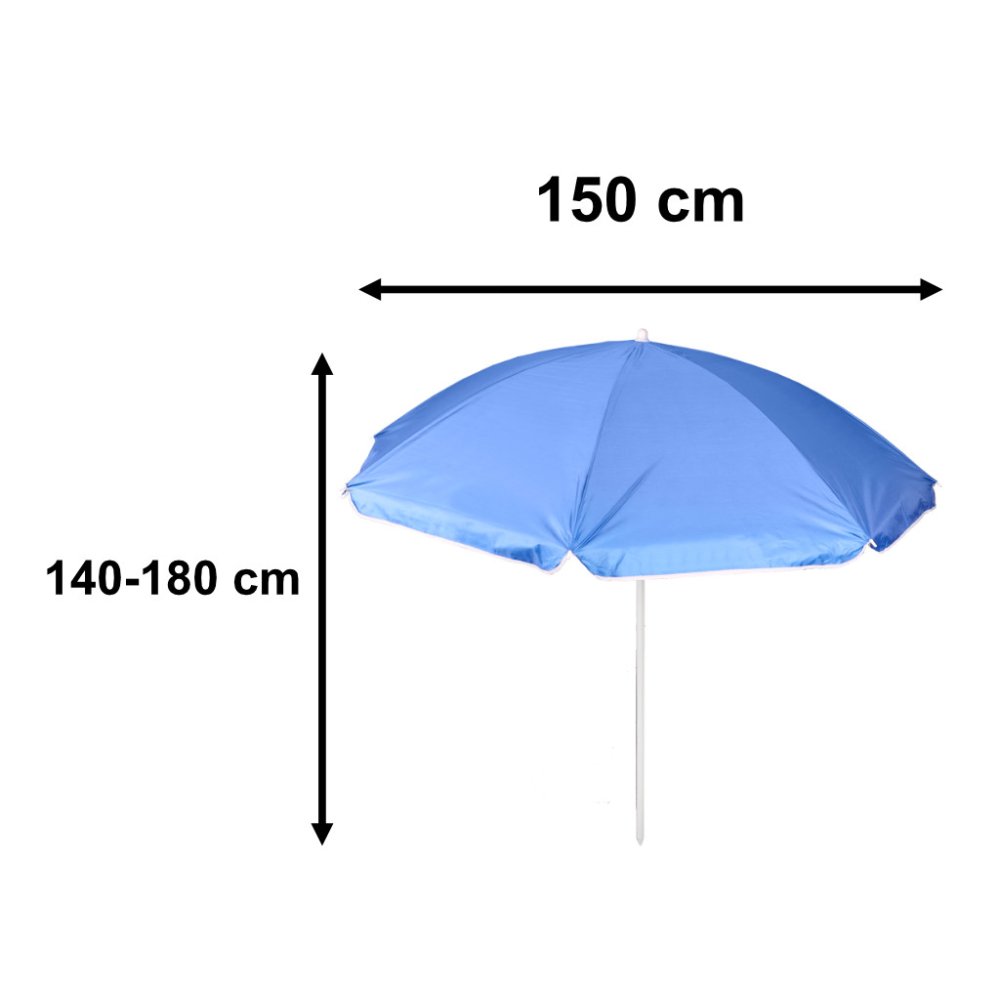 Portable Tilting Beach Umbrella with UV Protection 150cm, blue (2)