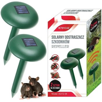 Ultrasonic Mole and Rodent Repeller with Solar Battery - 2pcs., Green