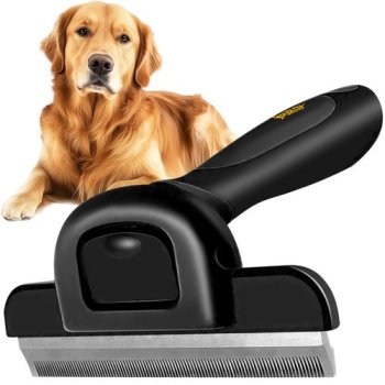 Purlov 24261 Deshedding Tool for Dogs and Cats, Black