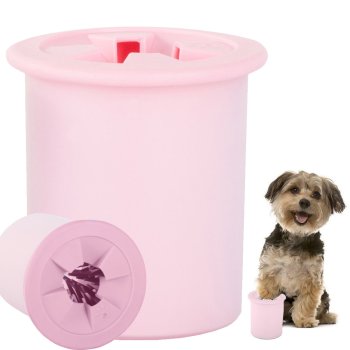 Silicone Paw Cleaner for Dogs and Cats, Portable Paw Washer Cup, Size S, Pink