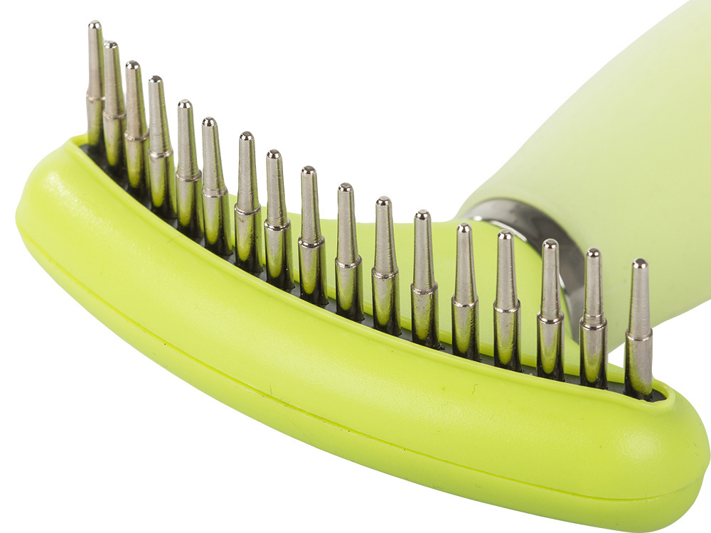 Double-Sided Undercoat Rake for Dogs & Cats, Pet Grooming Deshedding Tool, Green (2)