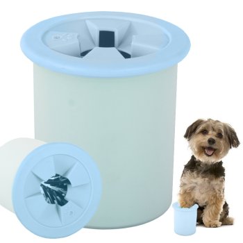 Silicone Dog Paw Cleaner Cup for Dogs and Cats, Size S, Blue