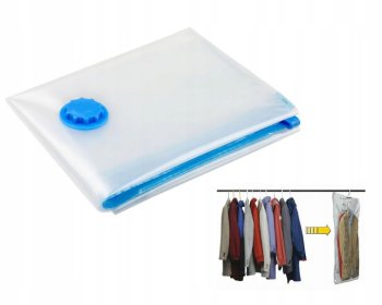 Hanging Vacuum Clothing Storage Bag Hanger Case with Hook, 70x105 cm