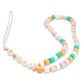 Guess GUSTFLWP Heishi Beads Phone Strap, Pink