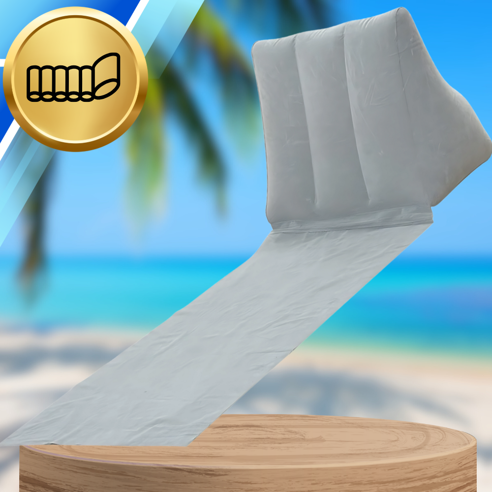 Folding Beach Mat with Backrest Portable Lounger for Camping and Garden, Grey (0)