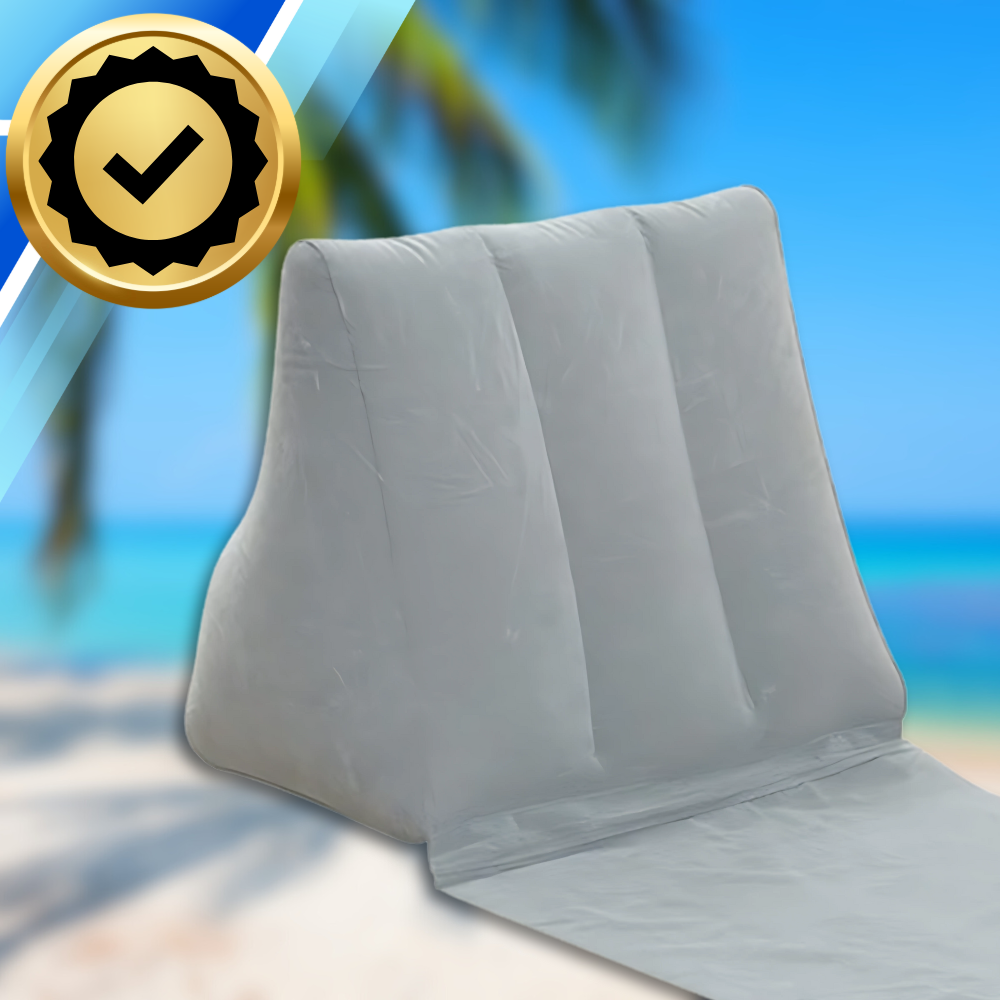 Folding Beach Mat with Backrest Portable Lounger for Camping and Garden, Grey (1)