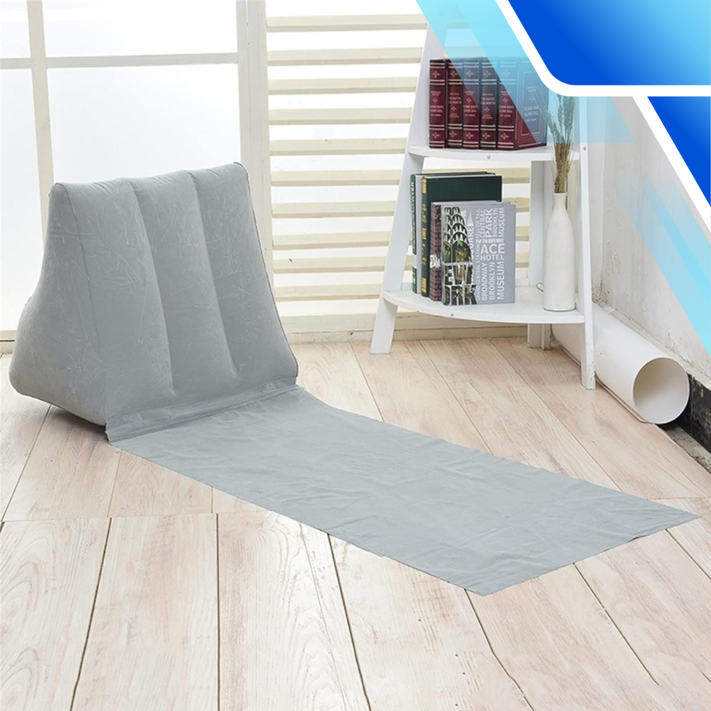 Folding Beach Mat with Backrest Portable Lounger for Camping and Garden, Grey (2)