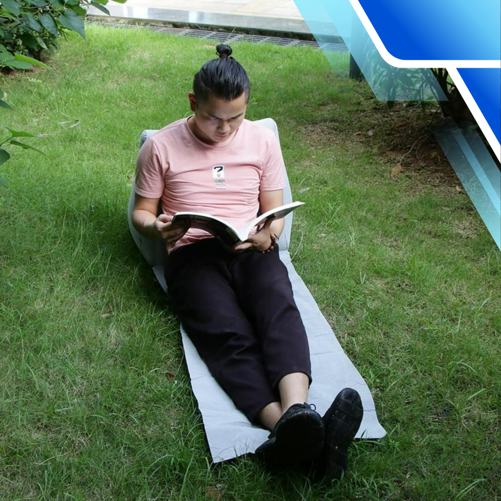 Folding Beach Mat with Backrest Portable Lounger for Camping and Garden, Grey (3)