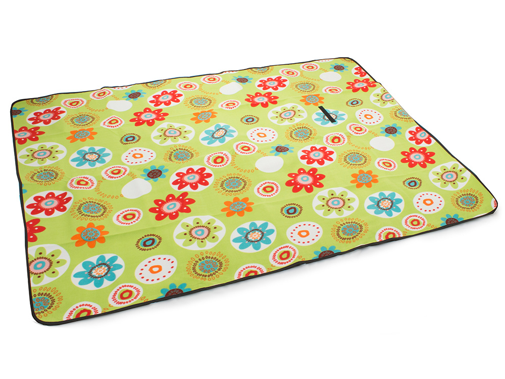 Large Waterproof Picnic Blanket, Foldable Outdoor Mat for Beach & Camping 150x200cm, green floral (1)
