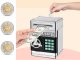 Piggy Bank Toy Box for Money with Fingerprint and Password, Silver