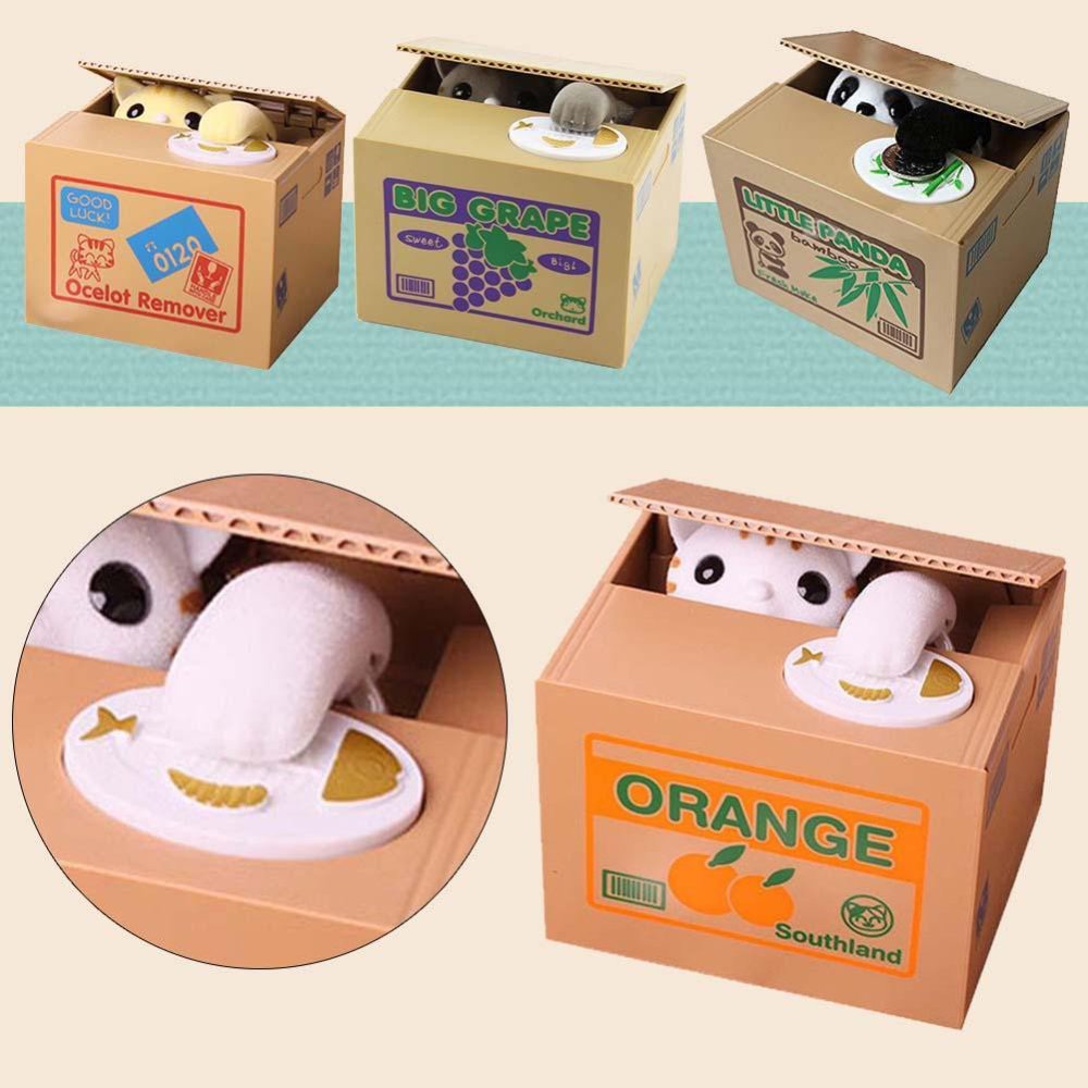 Battery Operated Piggy Bank Money Box, Cat Stealing Coins (5)