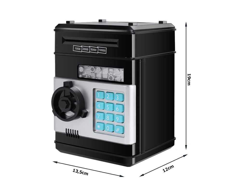 Piggy Bank Toy Box for Money with Fingerprint and Password, Black (0)