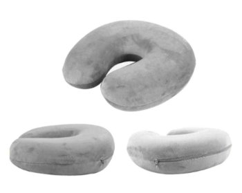 Gray memory travel pillow