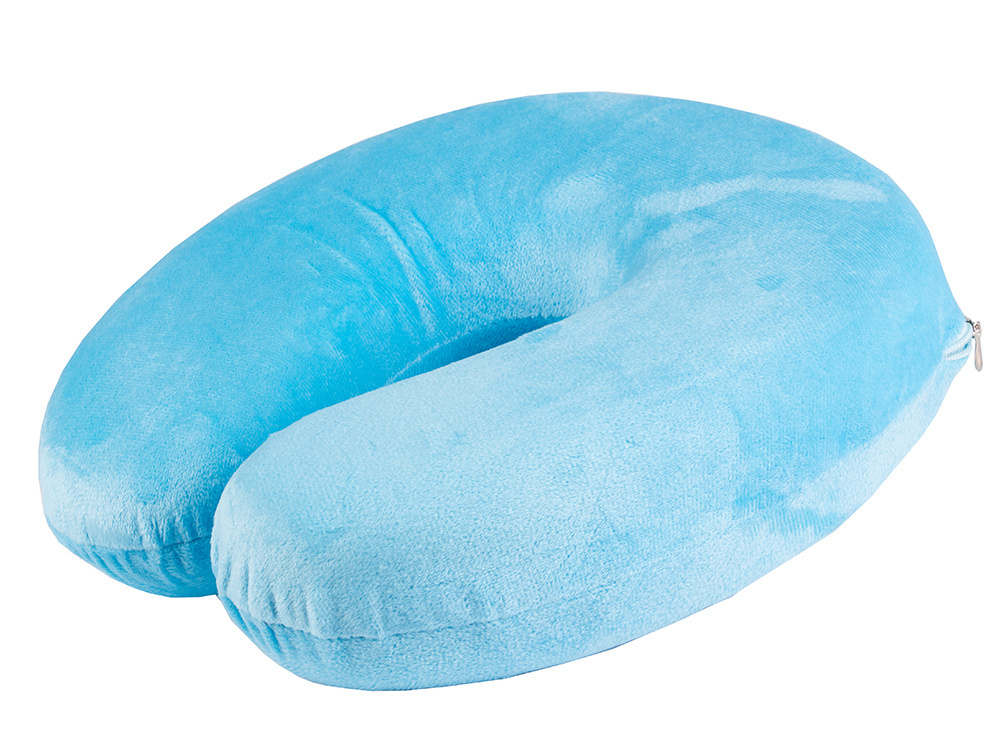U-Shaped Memory Foam Travel Neck Pillow for Car and Airplane, Blue (3)