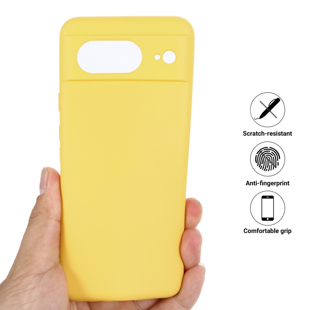 Google Pixel 8 Soft Liquid Silicone Anti-Scratch Protective Case Cover, Yellow (2)