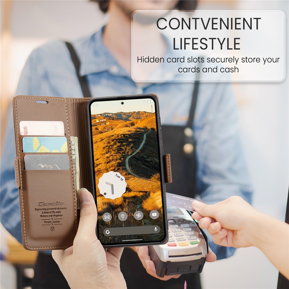 Google Pixel 9 Pro XL CASEME Wallet Magnetic Leather Case Cover, Brown (3)