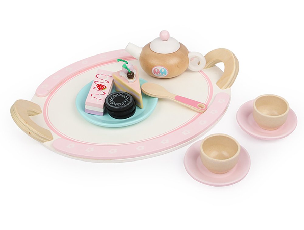 Kids Wooden Tea Set with Teapot Cups and Cookies (2)