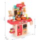 Kids play kitchen with sounds, LED, steam generator, 42 accessories, pink