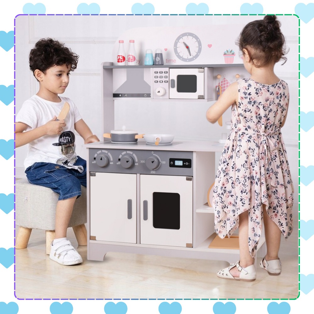 Large Kids Toy Wooden Kitchen with Accessories (1)