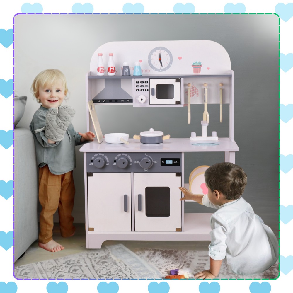 Large Kids Toy Wooden Kitchen with Accessories (2)