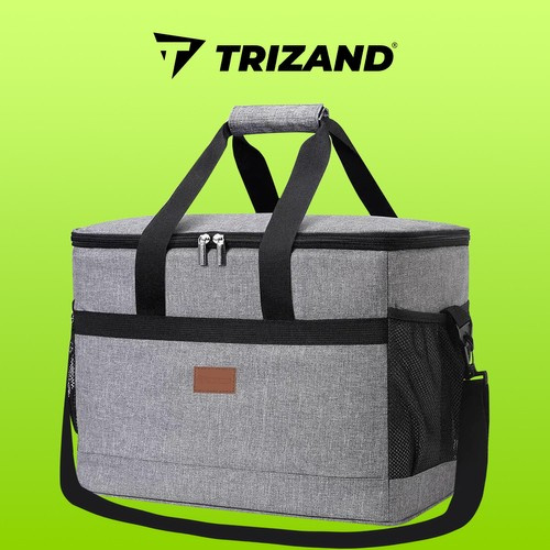 Trizand 23843 Large Insulated Cooler Bag 40L with 2 Ice Packs, Grey (0)