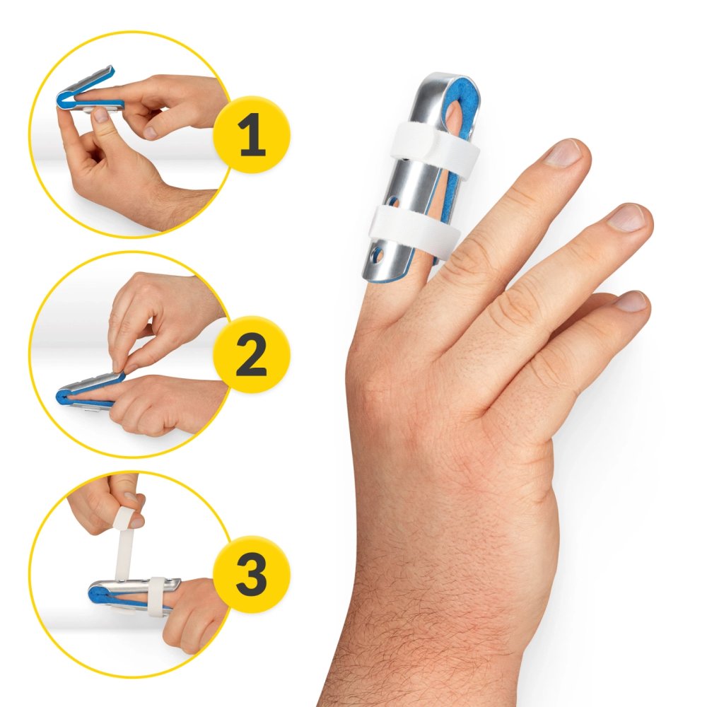 MED FN02 Finger Splint Brace with Aluminum Support, Size M (2)