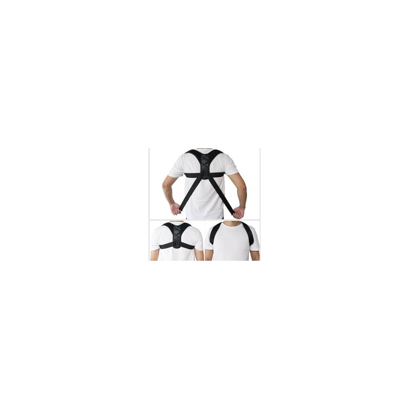 Breathable Adjustable Comfort Back Posture Corrector Strap Universal, Black (5)