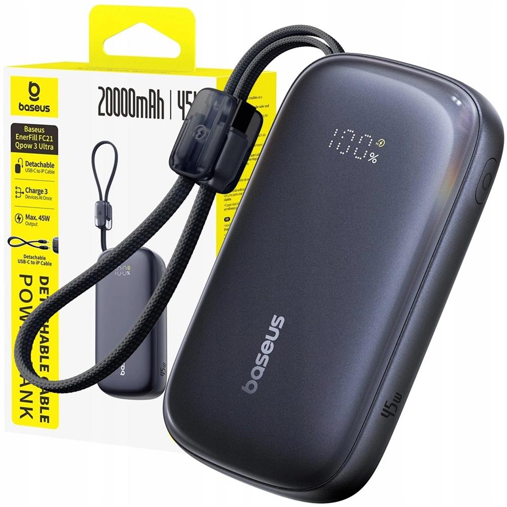 Baseus EnerFill FC21 Qpow 3 Ultra 20000mAh 22.5W Powerbank with Display and Cable Included - Black (0)