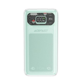 Acefast Sparkling Series Power Bank with LCD Display 10000mAh, 30W, Green