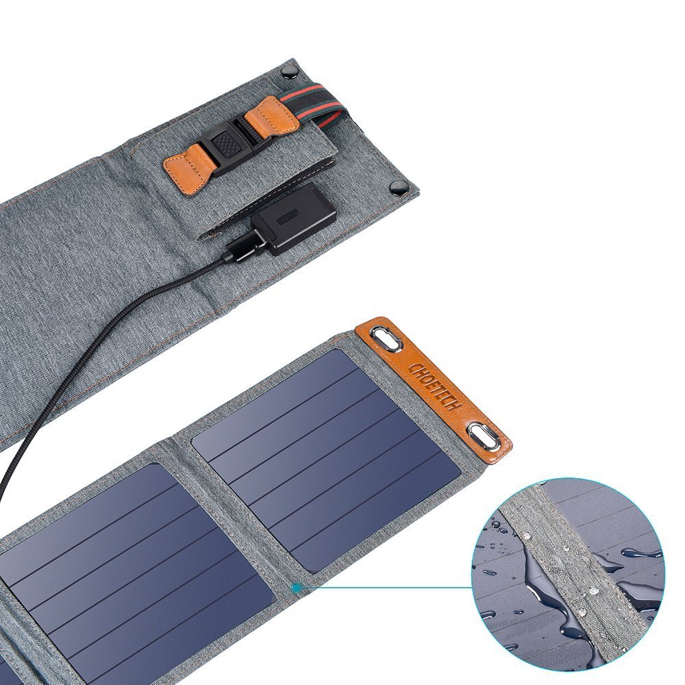 Choetech Foldable Travel Solar Panel Charger 14W USB 5V / 2.4A, Gray (2)
