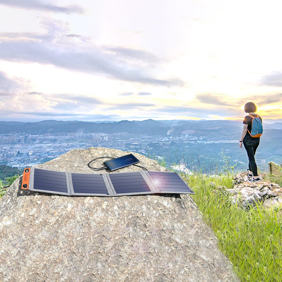 Choetech Foldable Travel Solar Panel Charger 14W USB 5V / 2.4A, Gray (3)