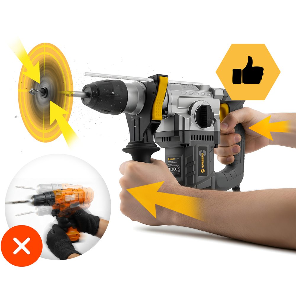 Rotary Hammer Drill 1010W 4J SDS Plus Humberg HM-430 (2)