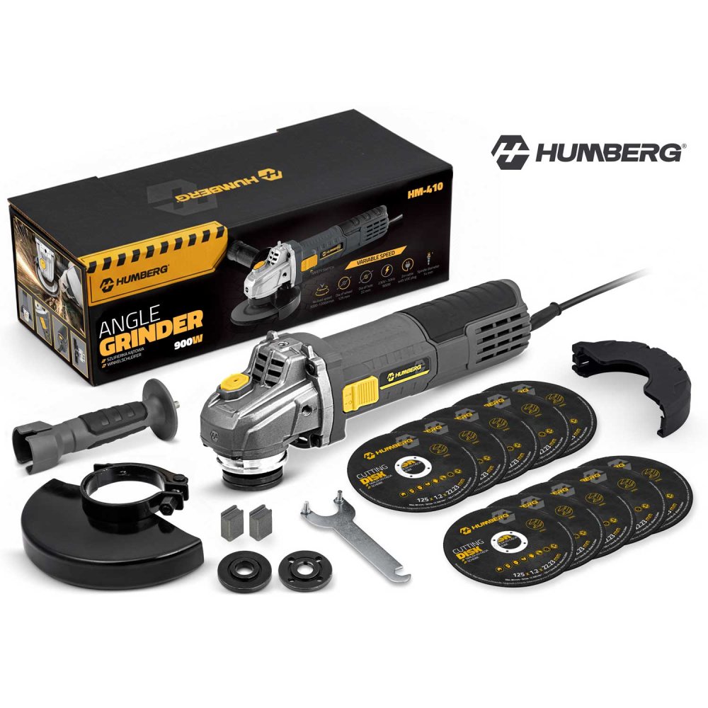 Angle Grinder 900W Variable Speed 125mm 10 Discs Humberg HM-410 (1)