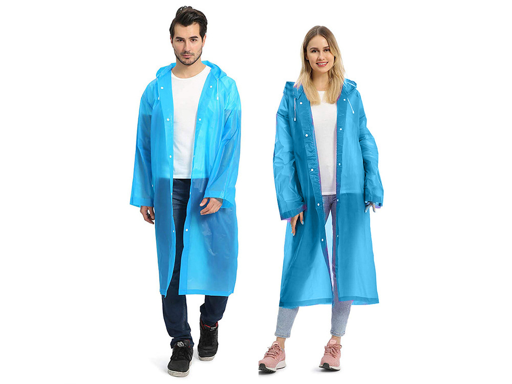 Waterproof Rain Poncho with Hood, Packable Lightweight Raincoat for Adults, Blue (1)