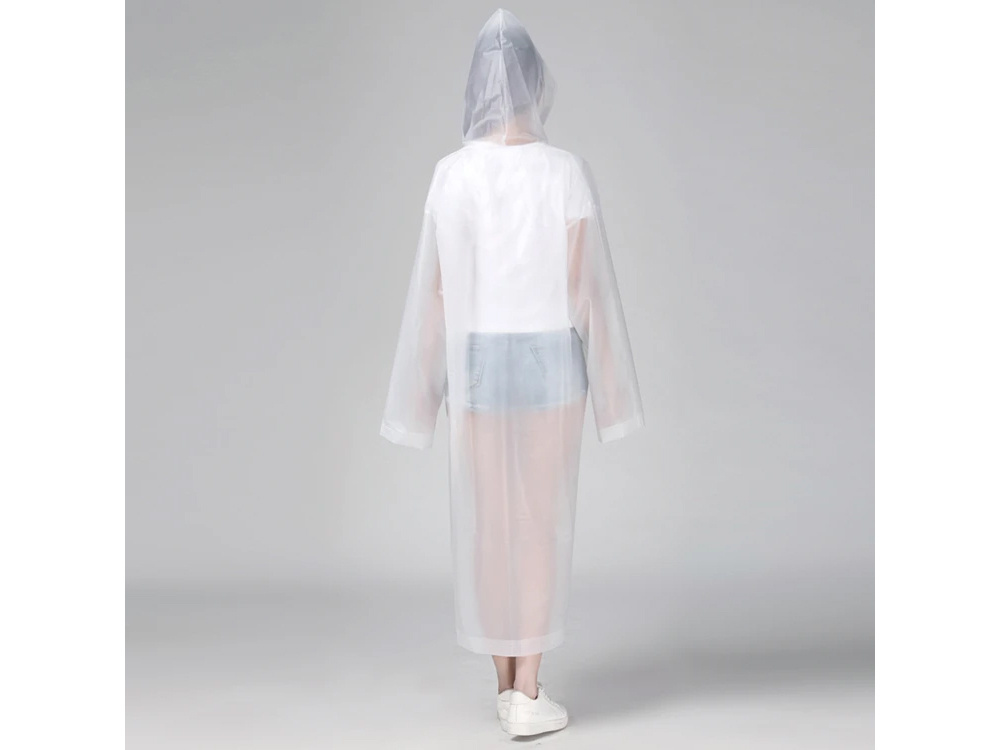 Rain Poncho with Hood, Packable Waterproof Raincoat for Adults, White (3)