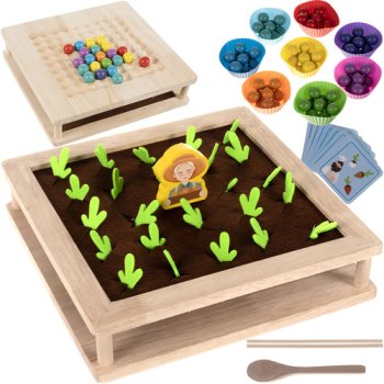 Kruzzel Wooden 2-in-1 Farm Toy Memory & Ball Sorting Game 22755