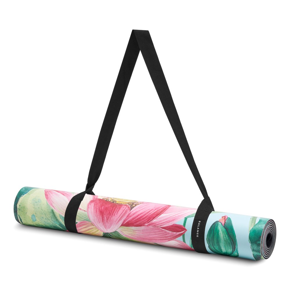 Balance Non-Slip Rubber Gymnastic Fitness Yoga Mat 185x68x0.4cm, Pink flowers (4)