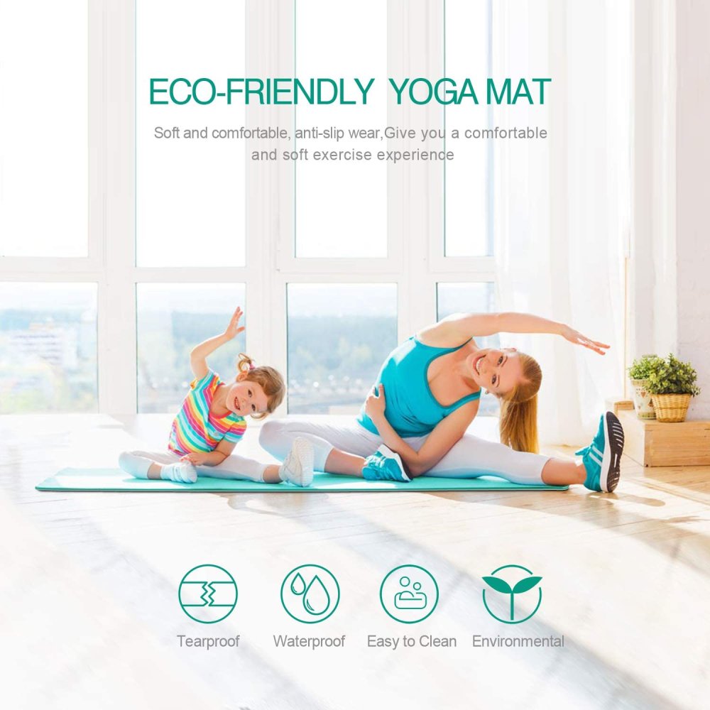 4Fizjo Gymnastic Non-Slip Fitness Foam Yoga Mat Foam TPE 180x60x0.6cm, Blue (0)