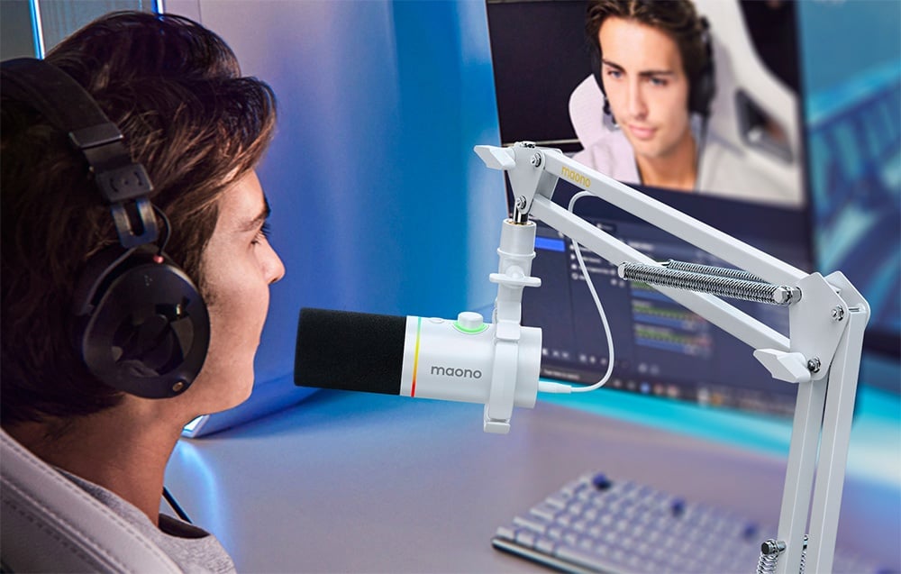 Maono BA20 Adjustable Microphone Boom Arm Stand White (1)