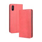Xiaomi Redmi 9A PU Leather Retro Style Wallet Protective Cover Case, Red