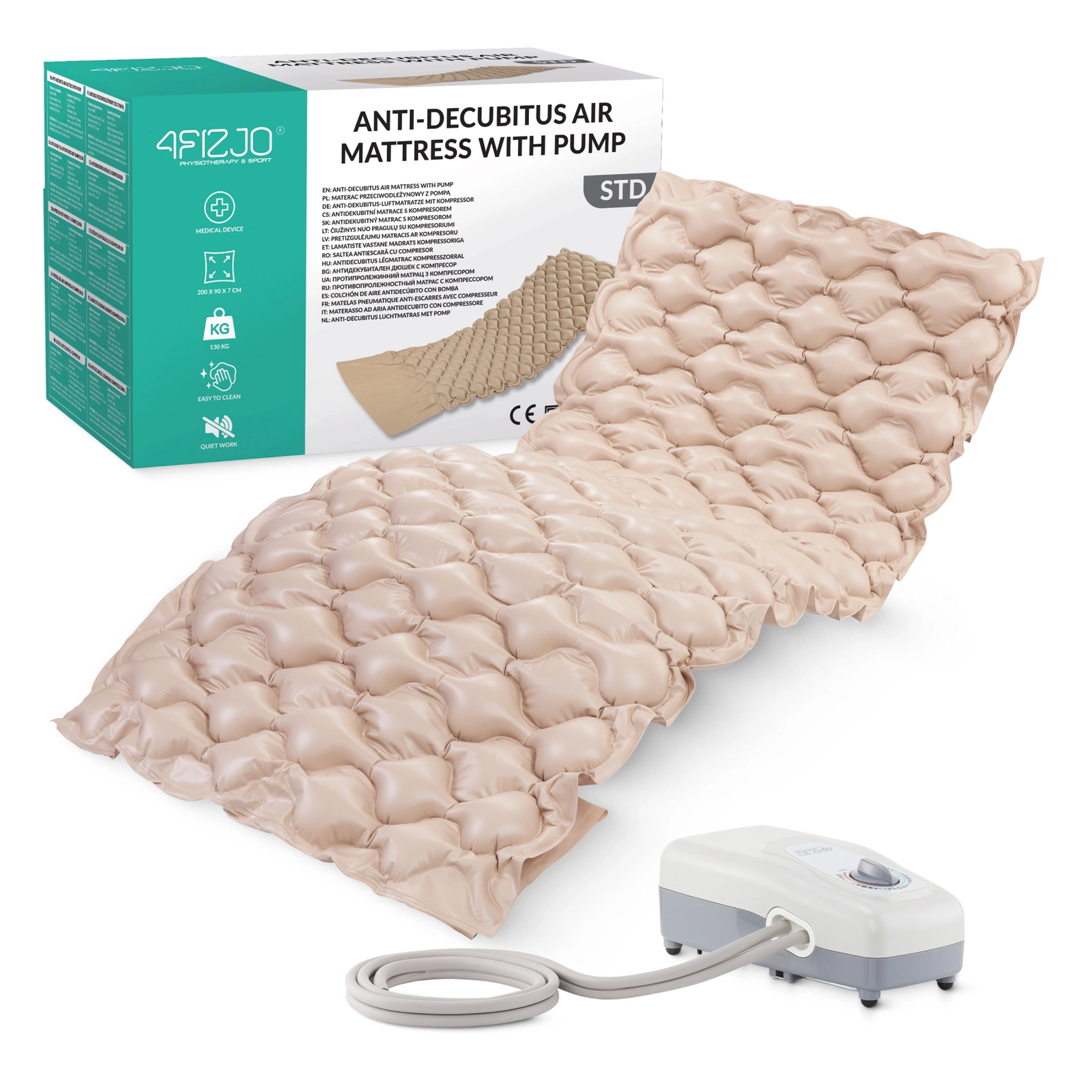 4FIZJO STD alternating pressure air mattress with pump, 200×90 cm