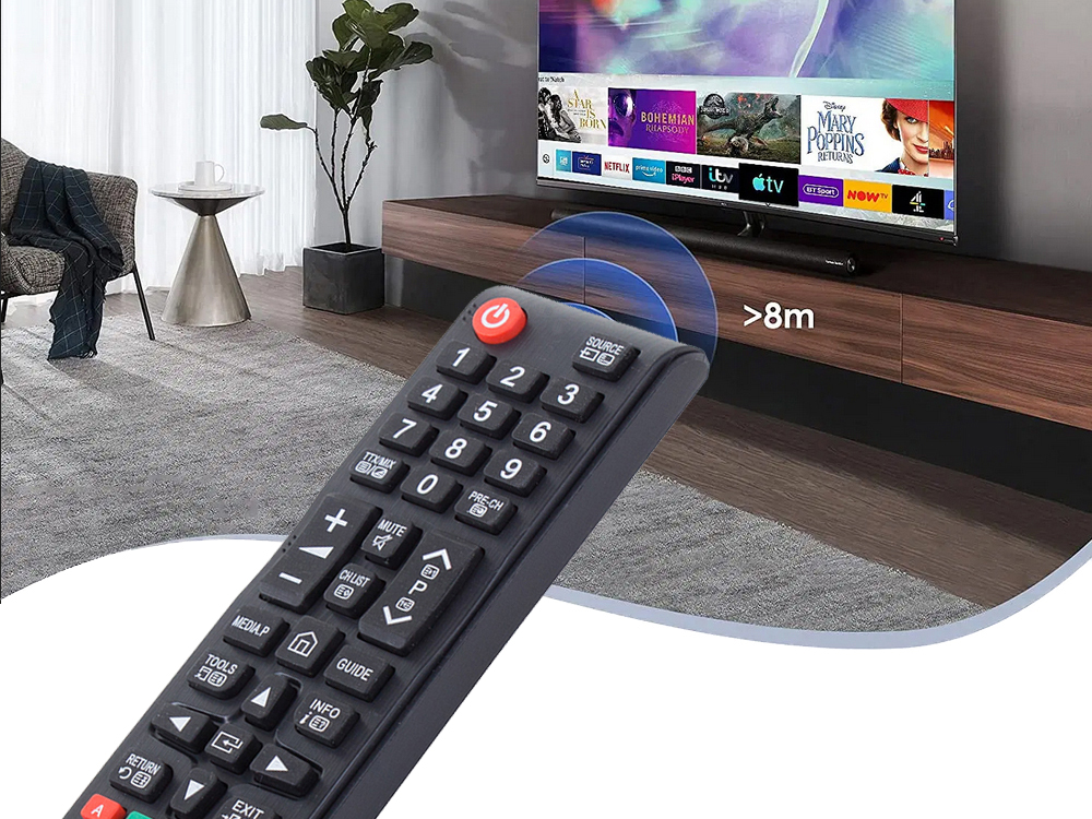 Universal TV Remote Control Wireless Smart Controller for Samsung HDTV LED Smart Digital TV, Black 00741A (0)